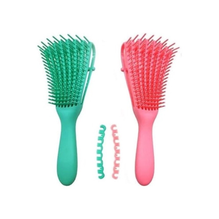Perie de par detangling, neagra, pentru par afro 3A-4C, set