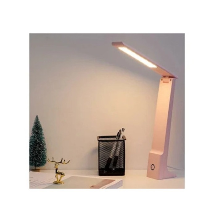 Veioza LED dimabila cu port USB, 3 culori, control tactil, alb