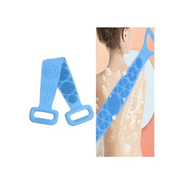 Комплект 2 силиконови гъби за баня, масаж на гърба, двустранна четка за душ, многоцветни