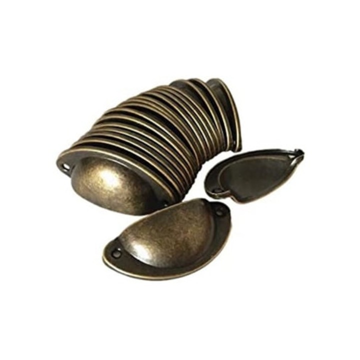 Set 20 manere vintage pentru sertare, usi de cabinet, mobilier, cu suruburi, 8.2x3.5cm, anti-bronz