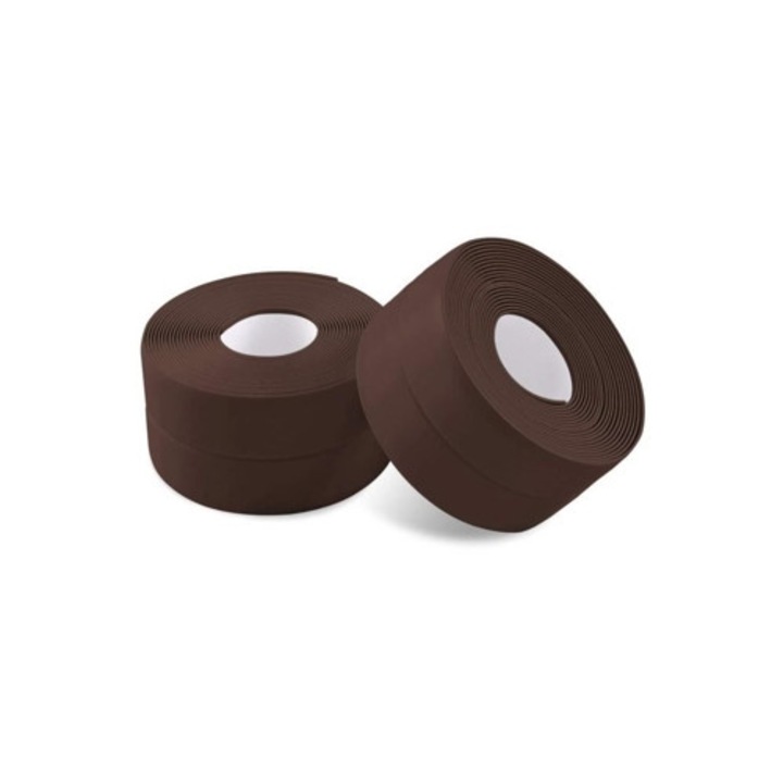 Set 2 benzi impermeabile autoadezive pentru baie si bucatarie, maro