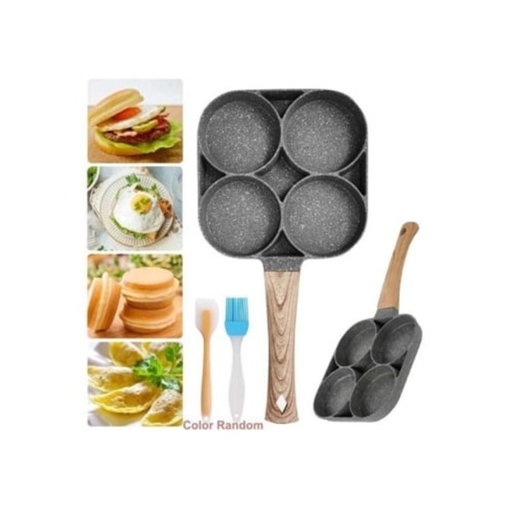 Mini tapadásmentes omlett serpenyő 4 lyukkal, otthoni vagy éttermi használatra, 20x20cm