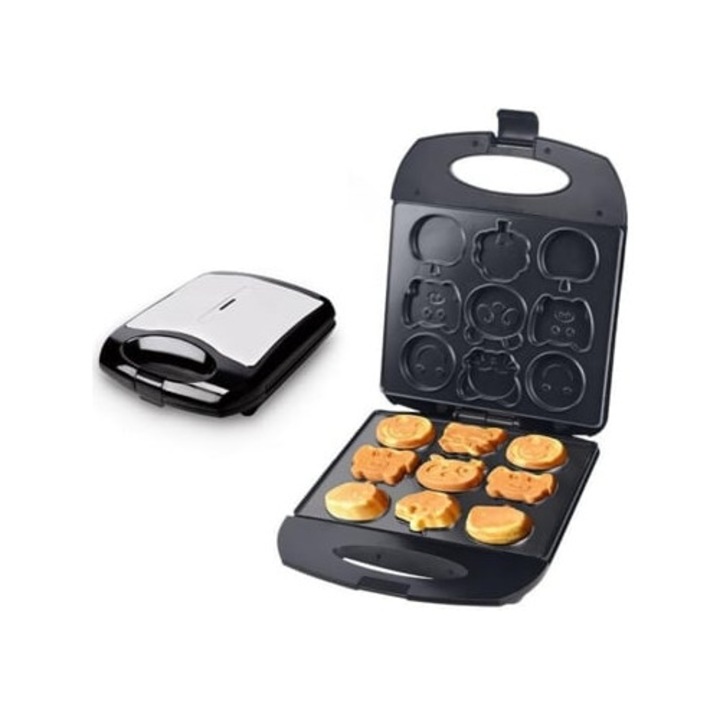 Aparat de preparat clatite, design desene animate, negru-argintiu