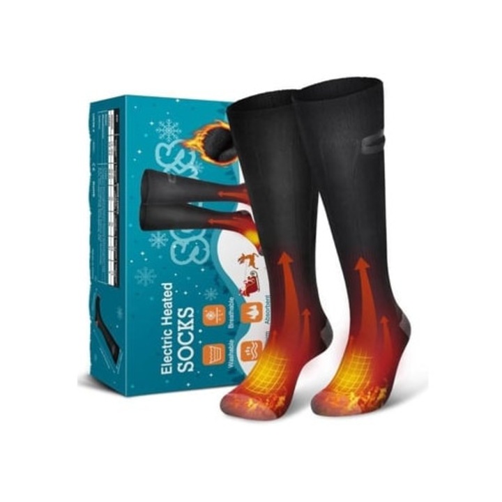 Sosete electrice incalzite, 3 viteze, negru