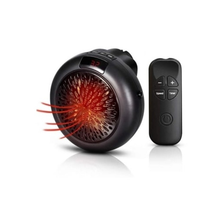 Elektromos hősugárzó 600W vezérlővel, gyors fűtés, mini, fekete