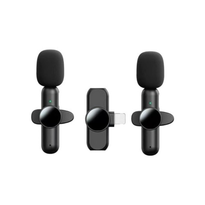 Microfon wireless lavalier Plug and Play pentru inregistrare live si streaming, auto sincronizare, O541