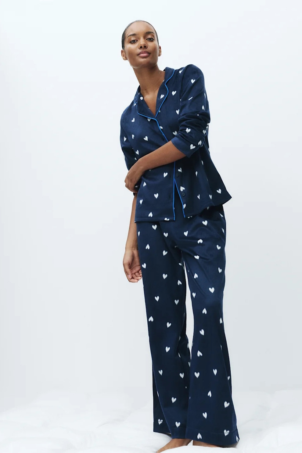 yaaamaaa24★ Yamamay, Pijama cu model cu stele, Bleumarin/Alb, S - eMAG.ro