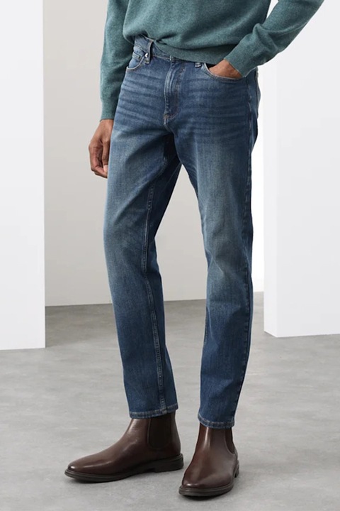 Marks & Spencer, Blugi slim fit 360 Flex, Albastru inchis