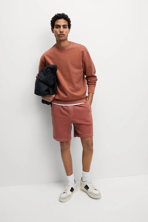 Marks & Spencer, Bluza de trening din bumbac cu decolteu la baza gatului, Coral