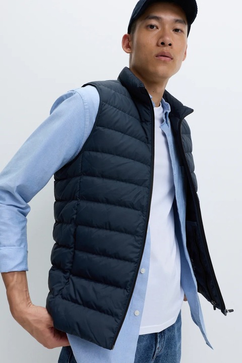 Marks & Spencer, Vesta matlasata cu buzunare cu fermoar, Albastru inchis, S