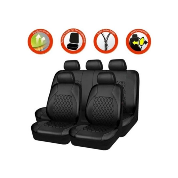 Huse auto set complet 9 piese, MIOLOE, negru