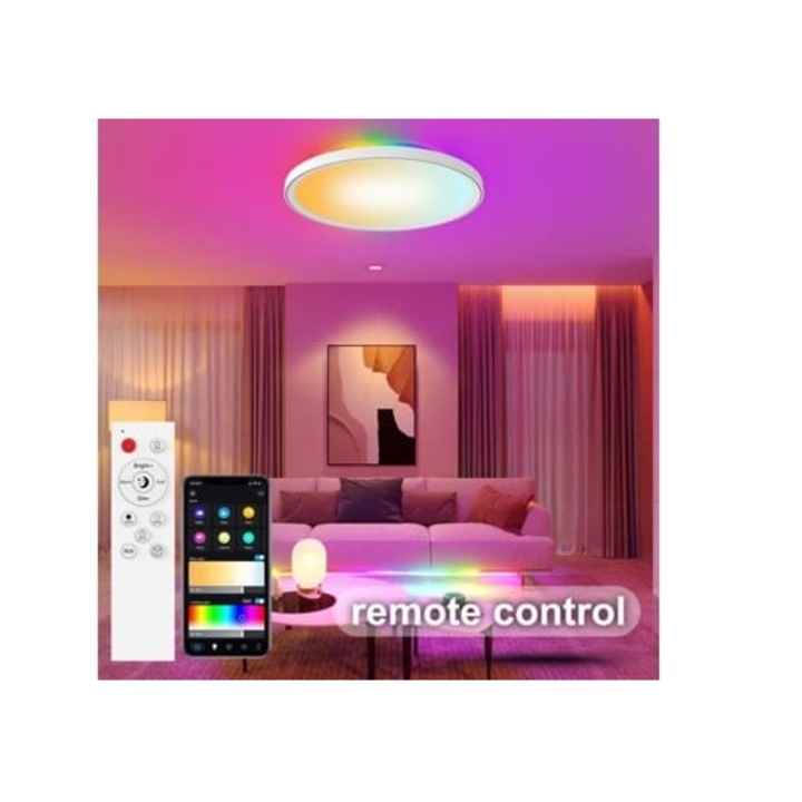 Plafoniera LED, 30cm, RGB, 2700K-6500K, pentru baie si dormitor