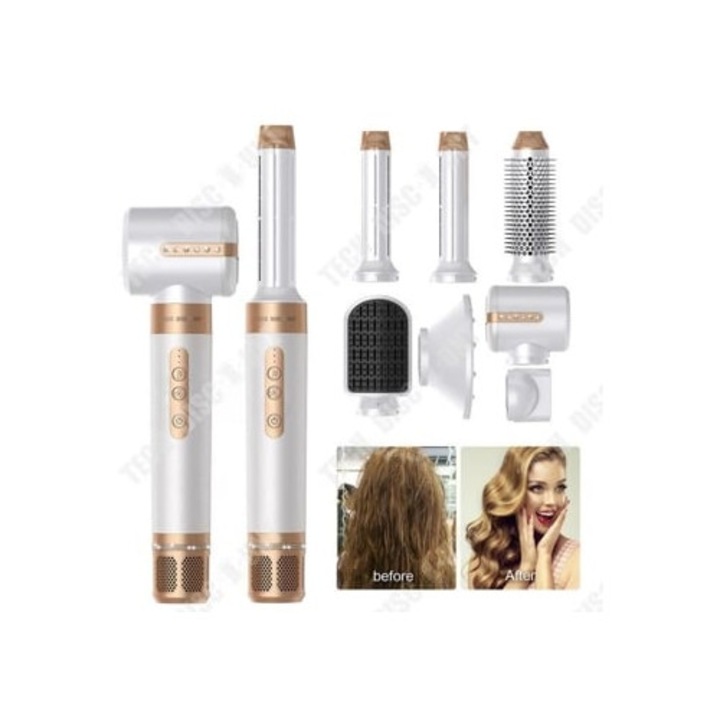 Perie de par electrica 7-in-1 cu aspiratie automata, temperatura ajustabila, multicolor