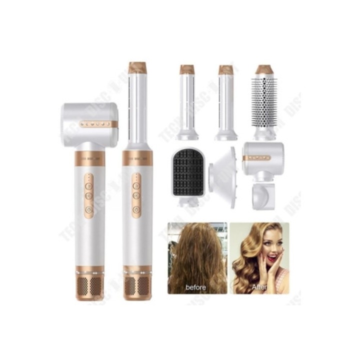 7 az 1-ben elektromos hajkefe, egyenesítés és göndörítés, állítható hőmérséklet, sokszínű