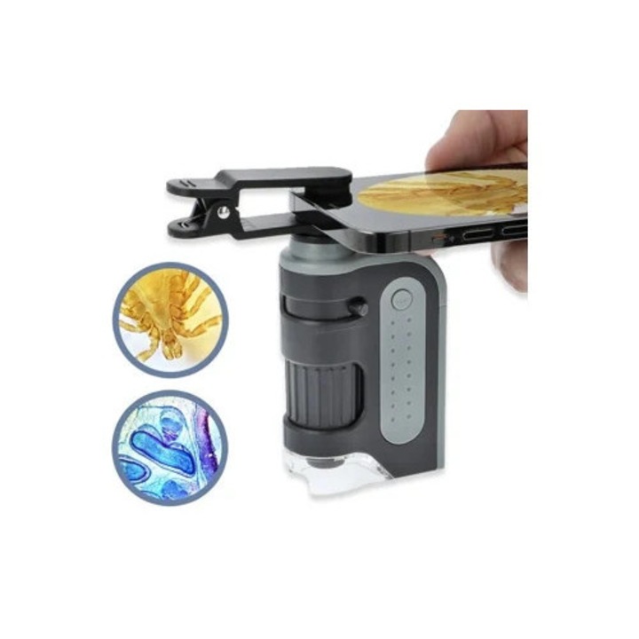 Microscop portabil Microbrite Pro MM-350 cu iluminare LED, zoom, adaptor pentru smartphone