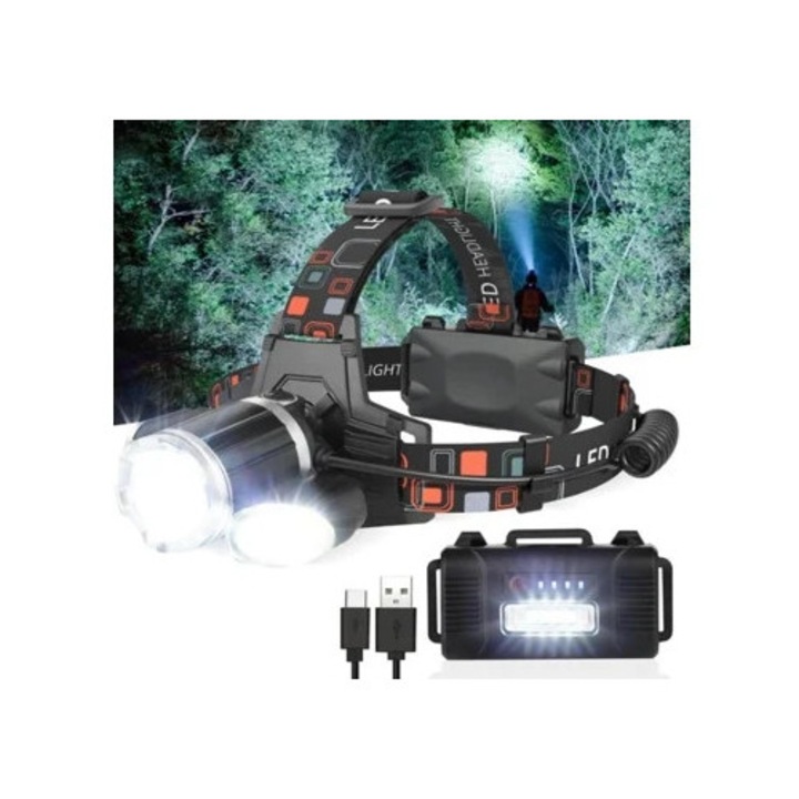 Lanterna reincarcabila, CHRONUS, LED super luminos, 4 moduri, neagra