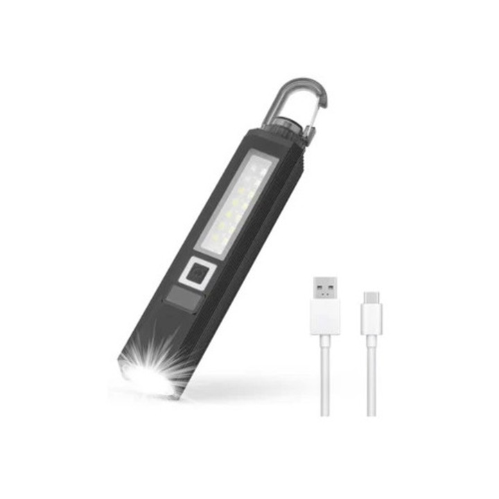 Lanterna LED cu indicator de baterie, compacta, USB reincarcabila, moduri multiple de iluminare, CHRONUS