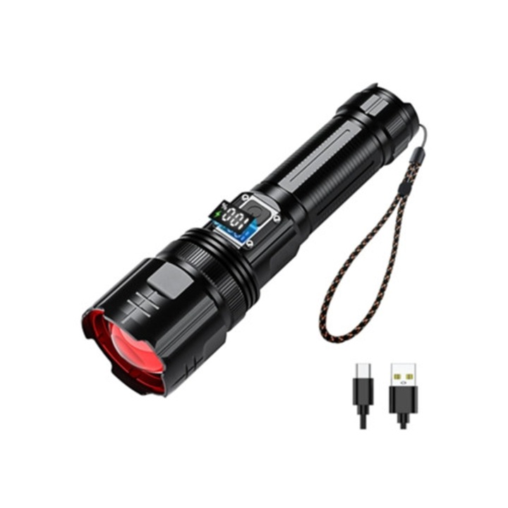 Lanterna reincarcabila 1000 Lumen, 5 moduri, zoomabila, neagra