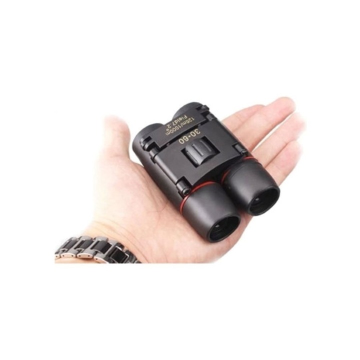 Binoclu compact 30x60, putere mare, pliabil, cu carpa de curatare si husa de transport, usor, pentru buzunar