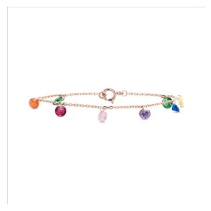 Bratara rolcon din argint 925 cu zirconii multicolore si finisaj din aur roz 18K