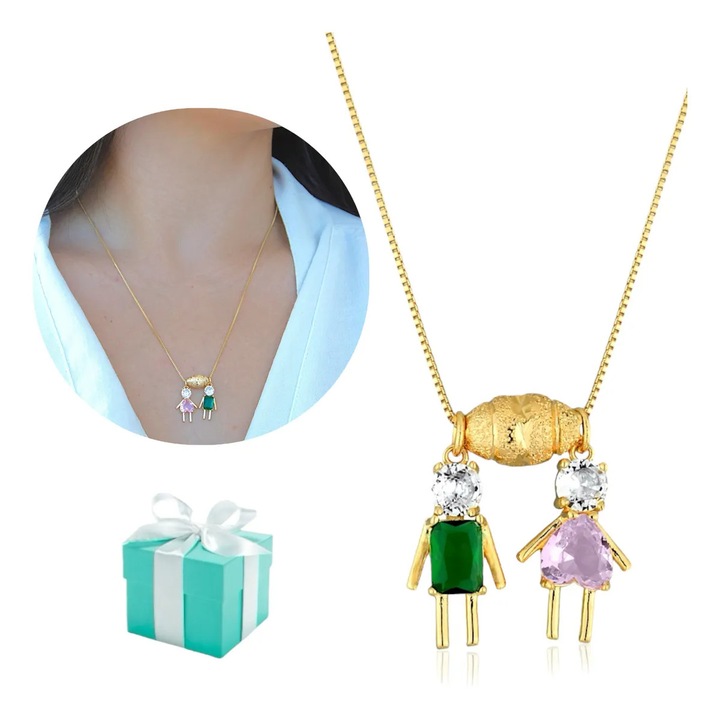 Colier din fir placat cu aur de 18 karate, set pentru fiu si fiica, bijuterii dama