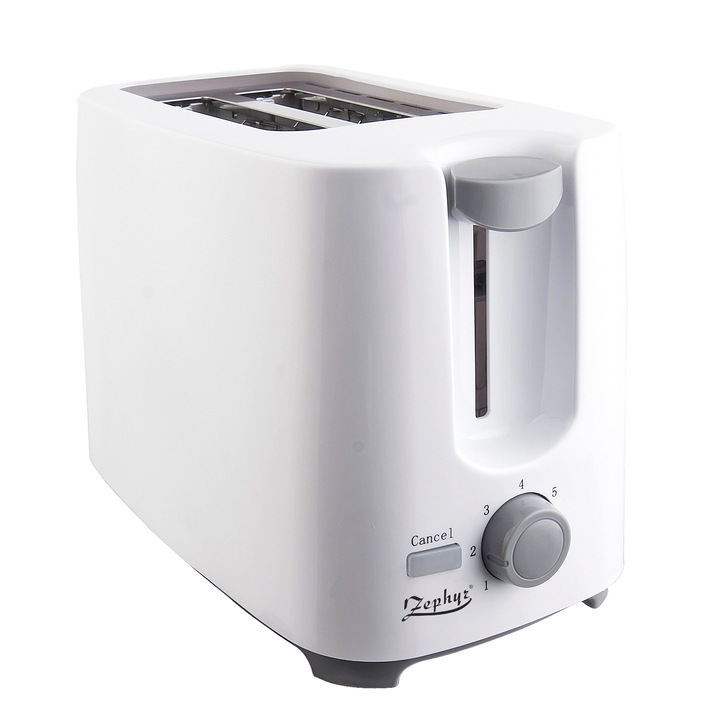 Тостер zephyr zp 1440 w, 700w, 2 филийки, 7 степени, тавичка за трохи, бял