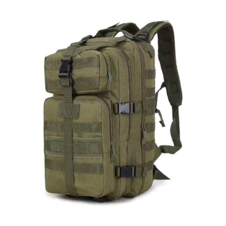 Rucsac Militar Tactic Munte Drumetii Camping, 4 compartimente impermeabil 36L Nylon 1000D Verde Militar
