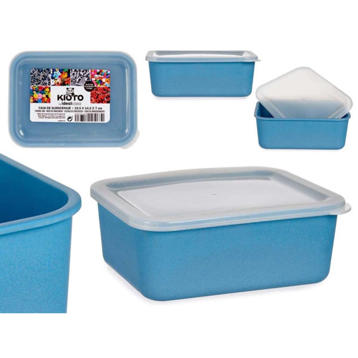 Recipient mediu bambus KIPIT® albastru inchis, 19,5x14,5x7 cm, capac din plastic, recipient mediu bambus pentru bucatarie si camara, recipient mediu bambus pentru organizare pe blat, capac din plastic pentru inchidere practica, albastru inchis elegant, us