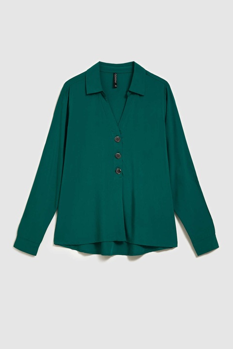 MOODO zöld V-nyakú dekoltázs, Sötétzöld