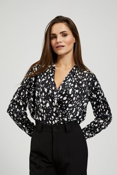 Fekete ing, wrap-dekoltázzsal, Fekete