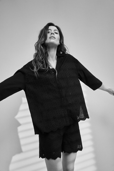 Fekete, túlméretezett MOODO pamut, Fekete