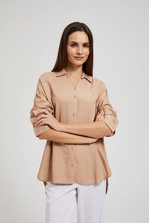 Bézs lenvászon ing, Világosbarna