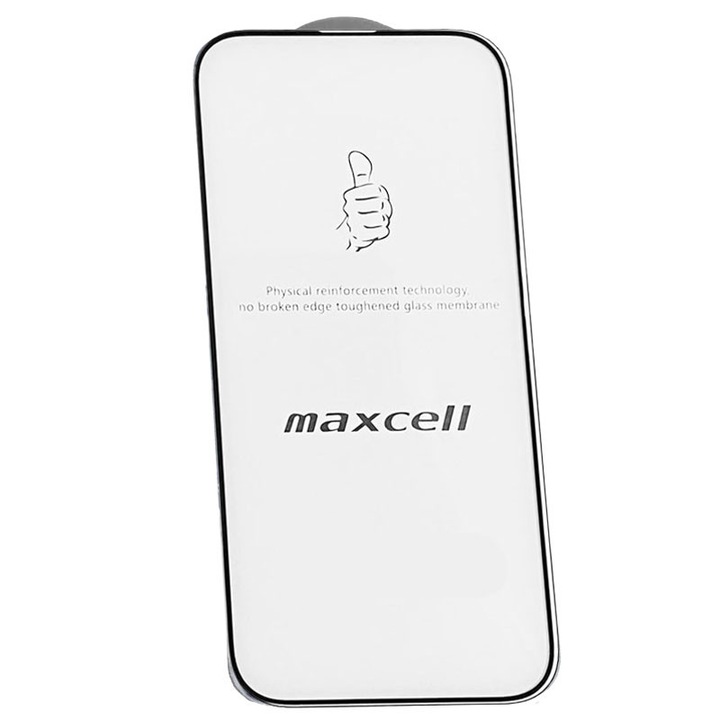 Maxcell 9D FullScreen védőfólia iPhone 16-hoz, átlátszó, fekete keret