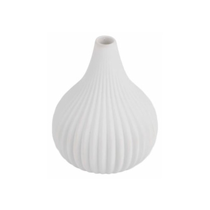 Dekoratív kerámia váza, skandináv design, prémium porcelán textúra, fehér felület