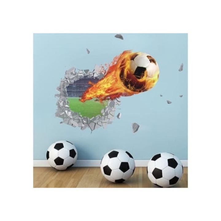 Sticker decorativ 3D Stadion Fotbal, camera baieti, multicolor
