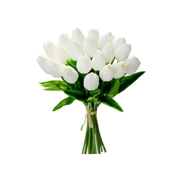 Set 20 flori artificiale, lalele, pentru decoratiuni interioare, aranjamente, buchet de nunta