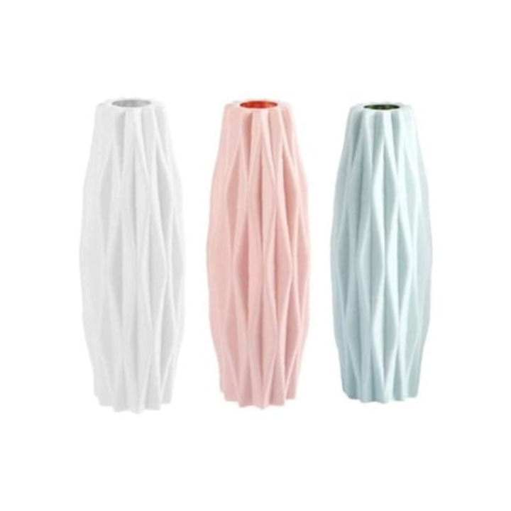 Vaza decorativa minimalista origami, design nordic modern, alb, 20x30cm