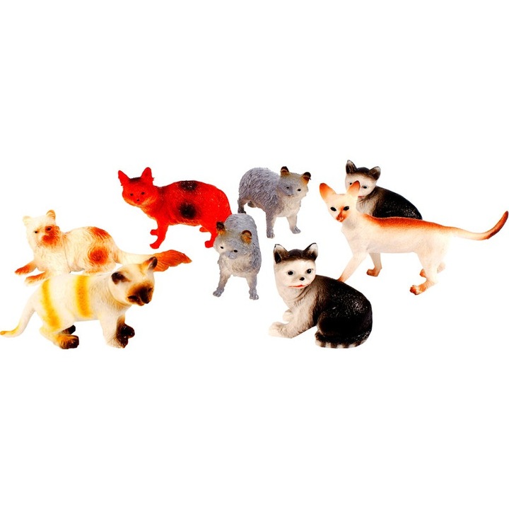 Set figurine pisici Cica, 8 piese, multicolor, 8 cm