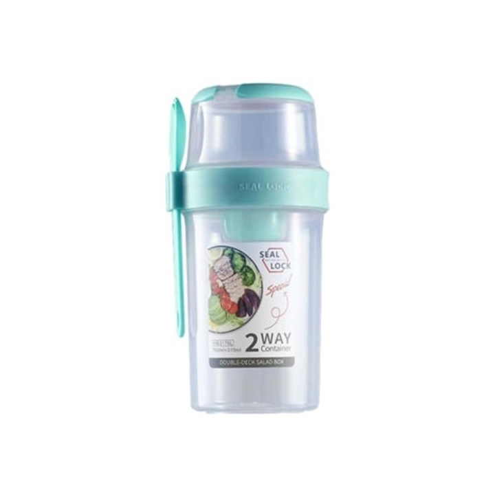 Borcan cu capac etans, sticla, albastru/transparent