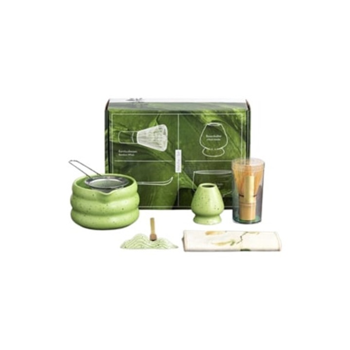 Set de ceai Matcha japonez, bol, suport si cutie cadou
