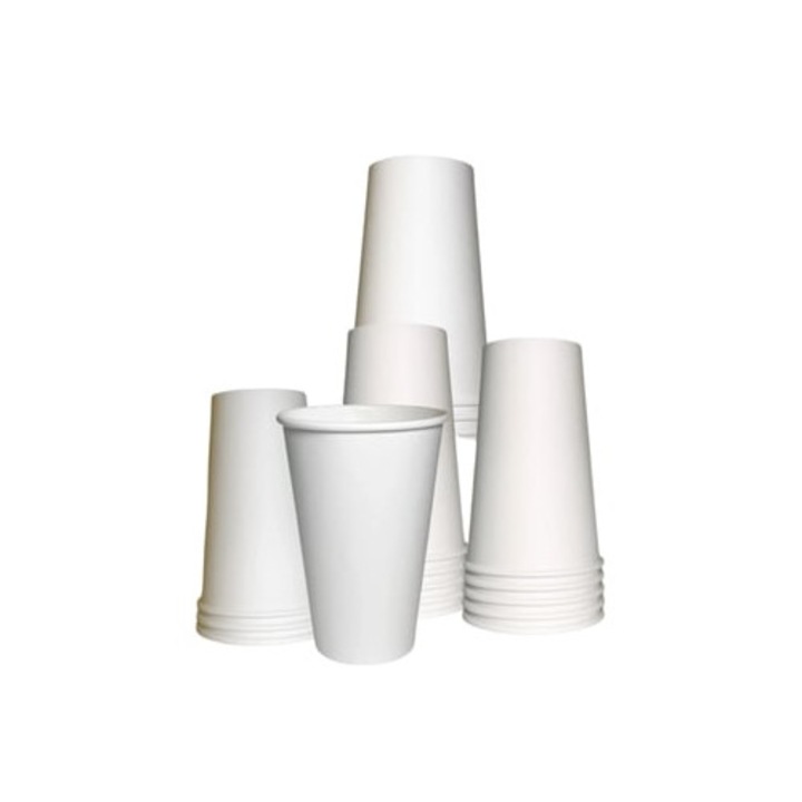 Pahare de hartie alba 16 oz, set de 50 unitati, pentru cafea, ceai, cappuccino, ciocolata calda, chai, chai latte