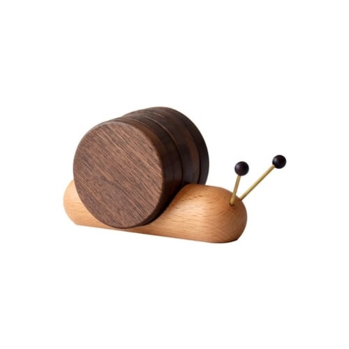 5 db fa poháralátét, csiga alakú, hőszigetelt, mágneses