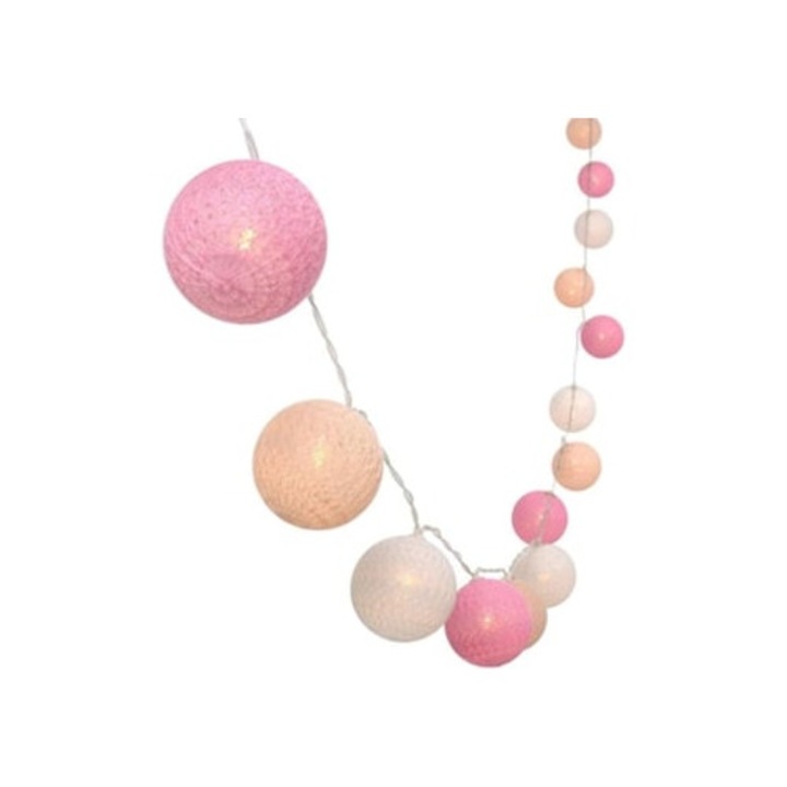 Lumini de Craciun tip Globuri, Ornamente LED cu Baterii pentru Bradul de Craciun, Nunta, Aniversari si Petreceri (1.5m 10 Globuri, Roz)