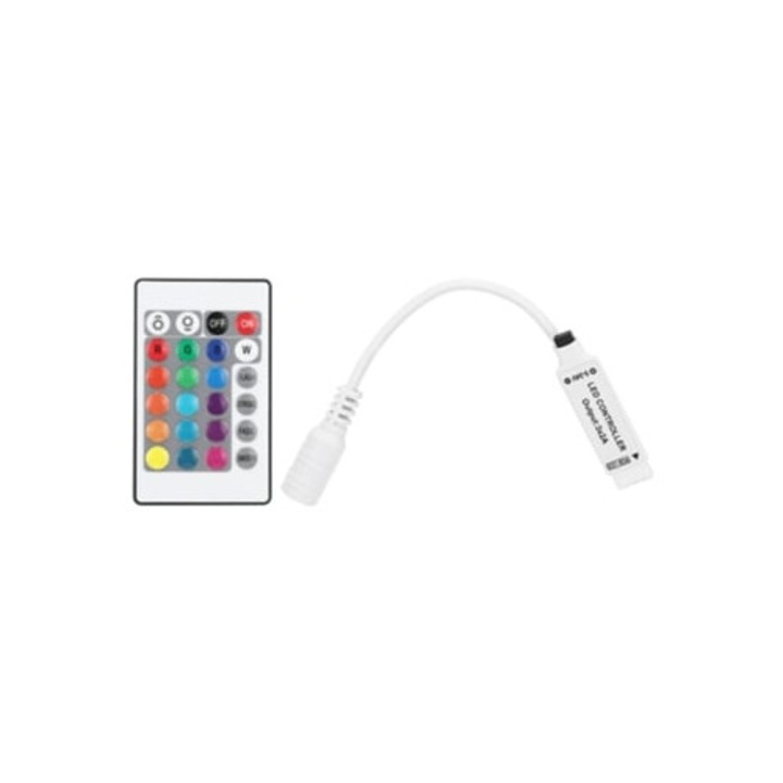 Set controlere RGB IR Mini Dimmer 5, 24v, 24 taste, 2 bucati, cu receptor infrarosu