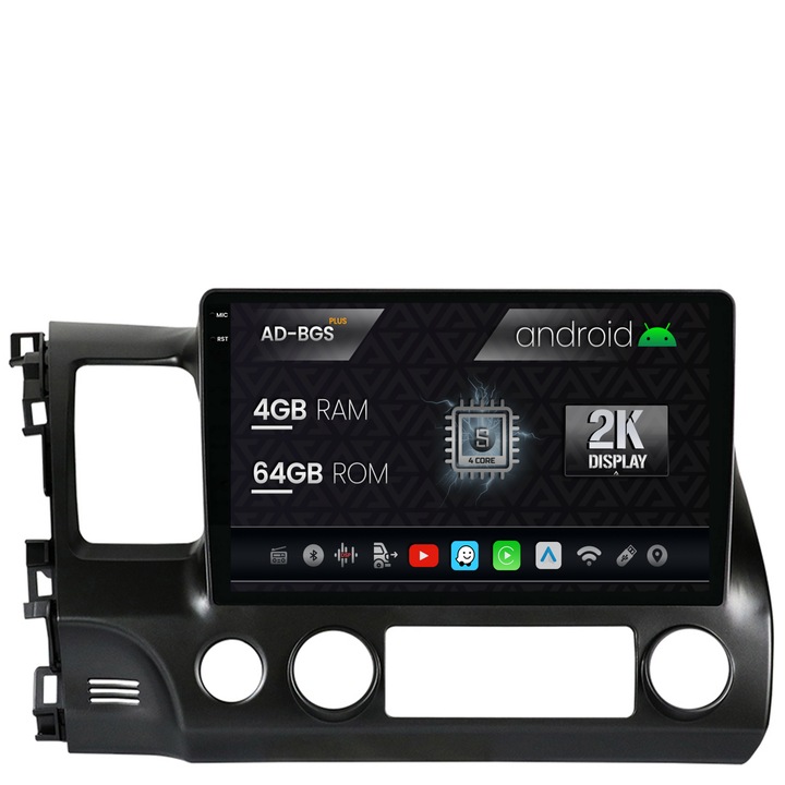 Navigatie Autodrop 2K Honda Civic (2005-2012), Android OS, S-Quadcore, 4GB RAM, 64GB ROM, 9.5 Inch - AD-BGS100042K, AD-BGRKIT008