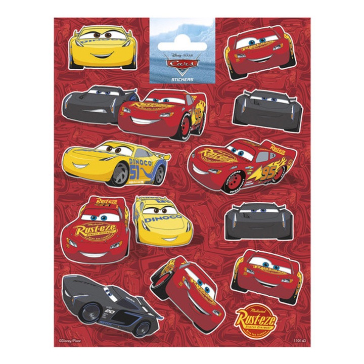 Set autocolante, Totum, Cars, 12 autocolante, multicolor