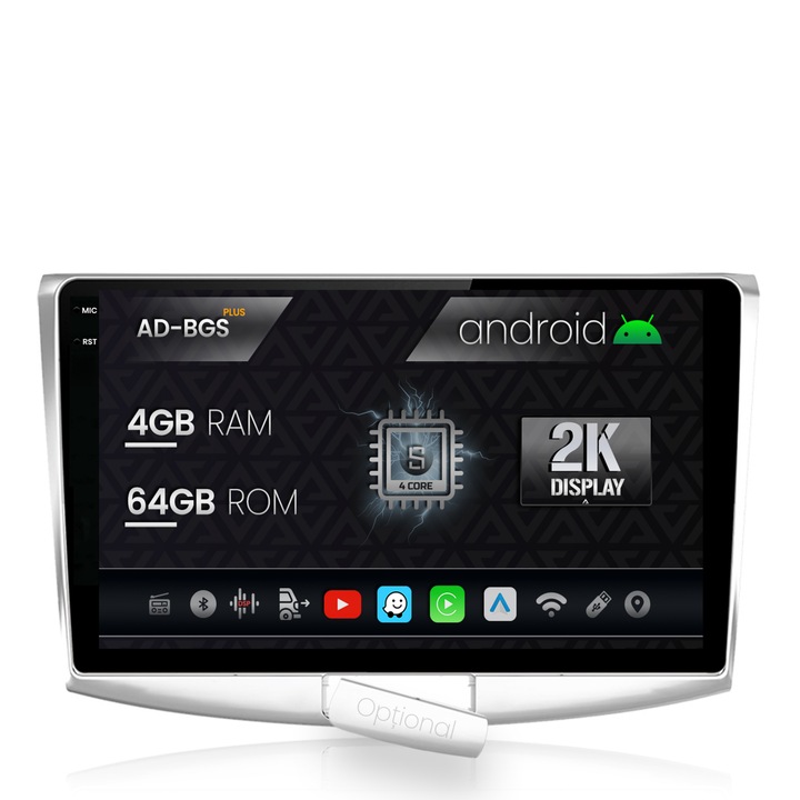 Navigatie Autodrop 2K Volkswagen Passat B6, B7, CC, Android OS, S-Quadcore, 4GB RAM, 64GB ROM, 10.36 Inch - AD-BGS100042K, AD-BGRKIT025