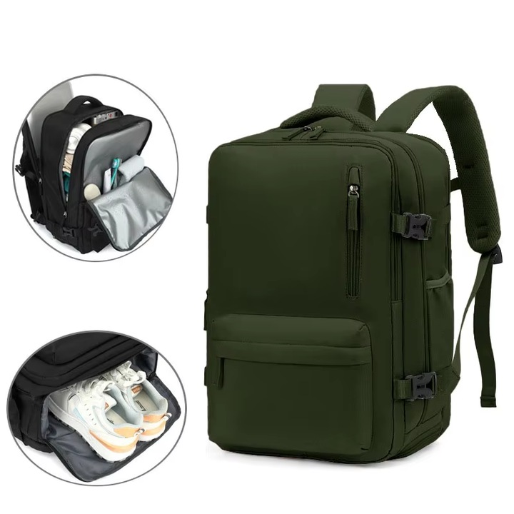 Többfunkciós Vízálló Laptop Hátizsák Cipőrekesszel, 40x30 cm, Zöld – Business & Travel Design