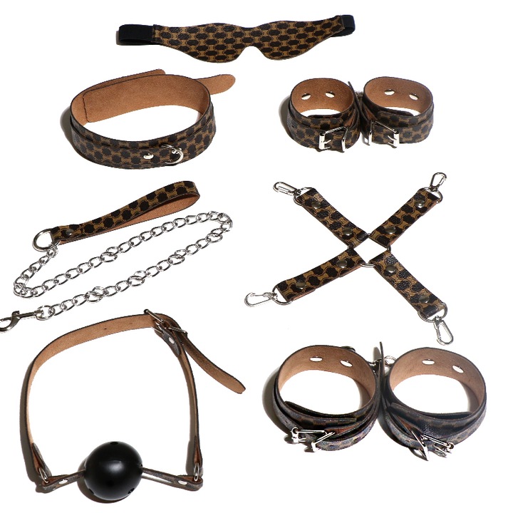 Set 7 piese JIUAI, piele, maro