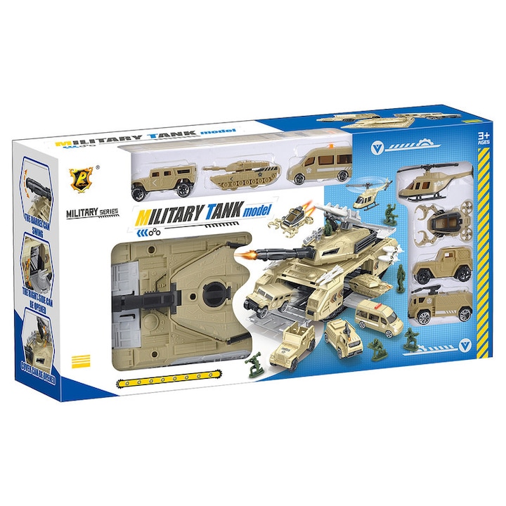 Set de joaca militara in tanc (1 avion si 6 masini)